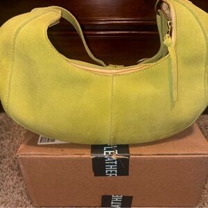 Portland Leather Used Large Nora Lime Green Suede Women's Bag